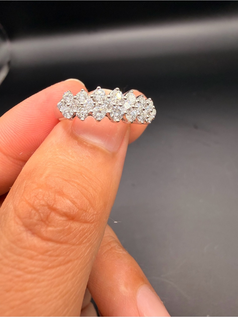 14k White Gold 1 Ctw Diamond Band Size 7.75. Read Description Please